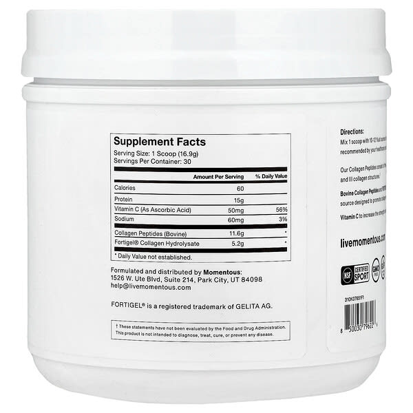 Alternative view of Momentous, Collagen Peptides, 1.12 lb (507 g)