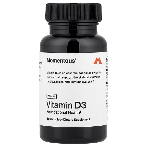 Momentous, Vitamin D3, 125 mg (5,000 IU), 60 Capsules