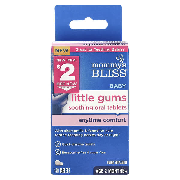 Mommy's Bliss, Baby Little Gums Soothing Oral Tablets, Age 2 Months+, 140 Tablets