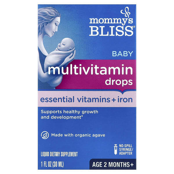 Mommy's Bliss, Baby Multivitamin Drops, Essential Vitamins + Iron, Age 2 Months +, 1 fl oz ( 30 ml)