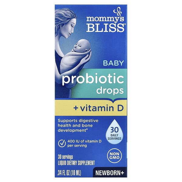 Mommy's Bliss, Baby Probiotic Drops + Vitamin D, Newborn+, 0.34 fl oz (10 ml)