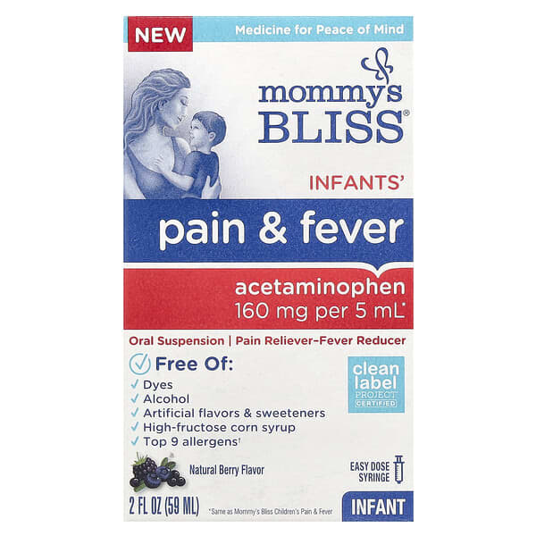 Mommy's Bliss, Infants' Pain & Fever, Natural Berry, 160 mg , 2 fl oz (59 ml)