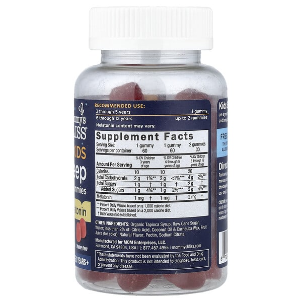 Alternative view of Mommy's Bliss, Kids, Sleep Gummies with Melatonin, Age 3 Years+, Strawberry, 60 Gummies