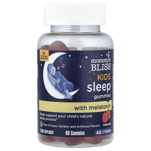Mommy's Bliss, Kids, Sleep Gummies with Melatonin, Age 3 Years+, Strawberry, 60 Gummies
