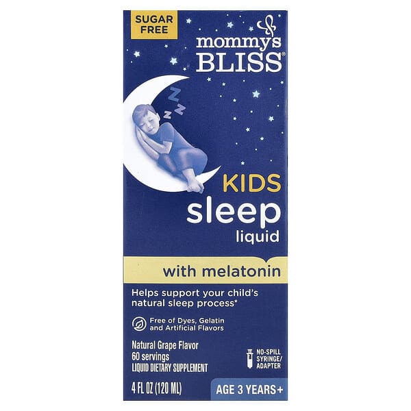 Mommy's Bliss, Kids, Sleep Liquid with Melatonin, Age 3 Years+, Natural Grape, 4 fl oz (120 ml)