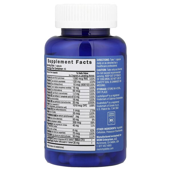 Alternative view of Mommy's Bliss, Prenatal Multivitamin + Probiotics, 45 Capsules