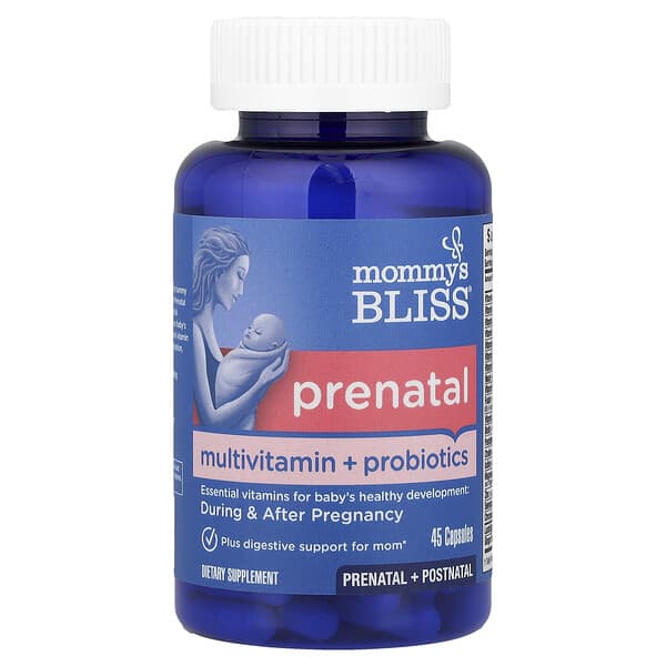 Mommy's Bliss, Prenatal Multivitamin + Probiotics, 45 Capsules