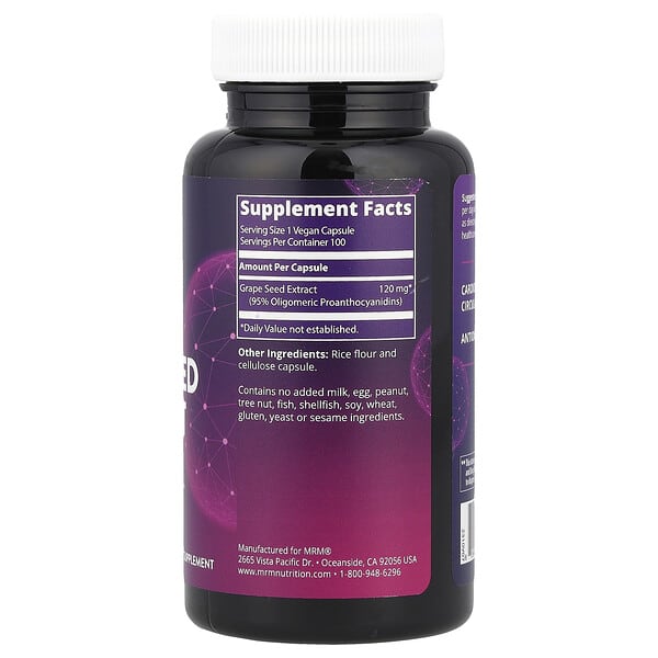 Alternative view of MRM Nutrition, Grape Seed Extract, 100 Vegan Capsules (120 mg per Capsule)