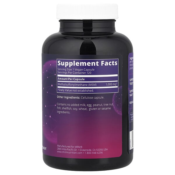 Alternative view of MRM Nutrition, MSM, 1,000 mg, 120 Vegan Capsules