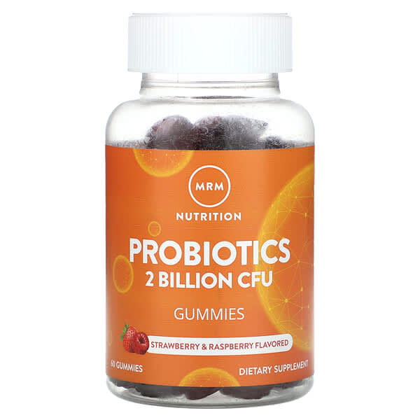 MRM Nutrition, Probiotics Gummies, Strawberry & Raspberry, 60 Gummies (1 Billion CFU per Gummy)