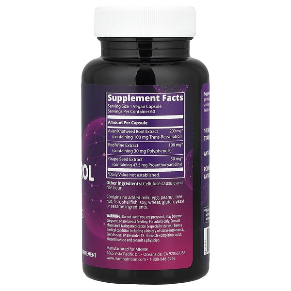 Alternative view of MRM Nutrition, Resveratrol, 60 Vegan Capsules