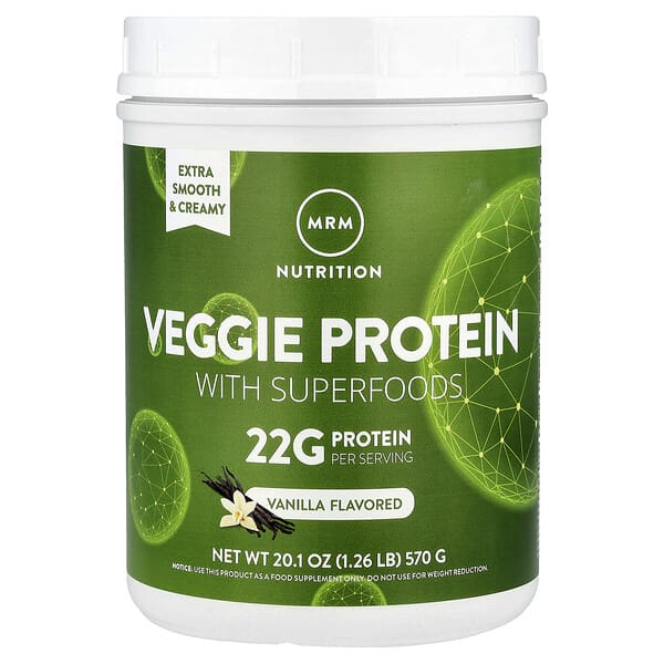 MRM Nutrition, Veggie Protein with Superfoods, Vanilla, 1.26 lb (570 g)
