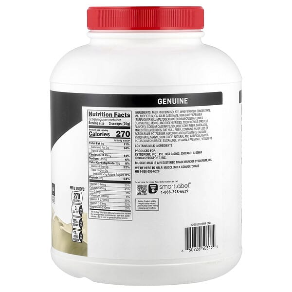 Alternative view of Muscle Milk, Genuine, Protein Powder, Vanilla Creme, 4.94 lb (2.24 kg)