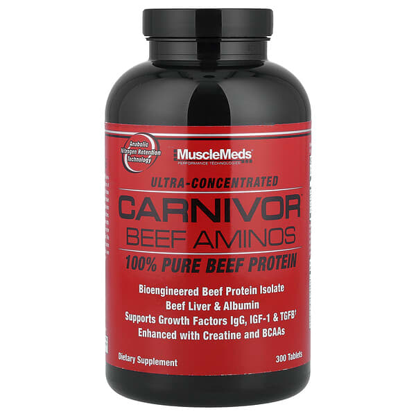 MuscleMeds, Carnivor Beef Aminos, 100% Pure Beef Protein, 300 Tablets