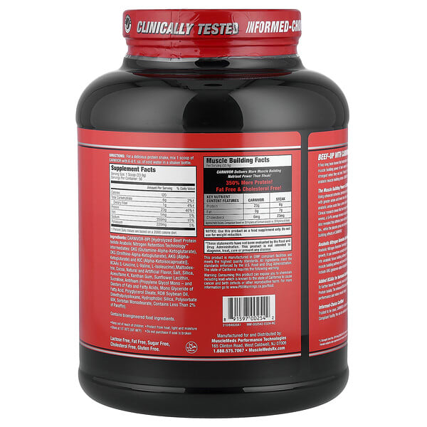 Alternative view of MuscleMeds, Carnivor™, Hydrolyzed Beef Protein Isolate, Chocolate, 4.19 lbs (1898.4 g)