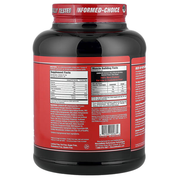 Alternative view of MuscleMeds, Carnivor™, Hydrolyzed Beef Protein Isolate, Vanilla Caramel, 3.9 lbs (1,775 g)