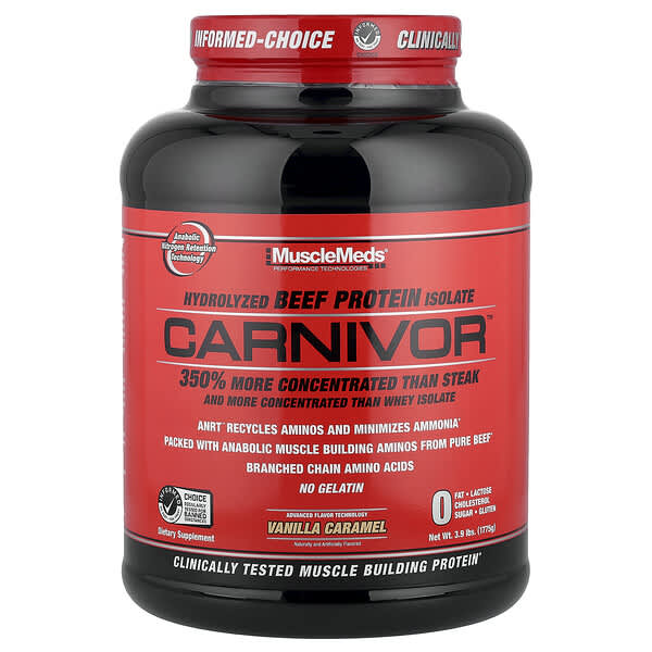 MuscleMeds, Carnivor™, Hydrolyzed Beef Protein Isolate, Vanilla Caramel, 3.9 lbs (1,775 g)