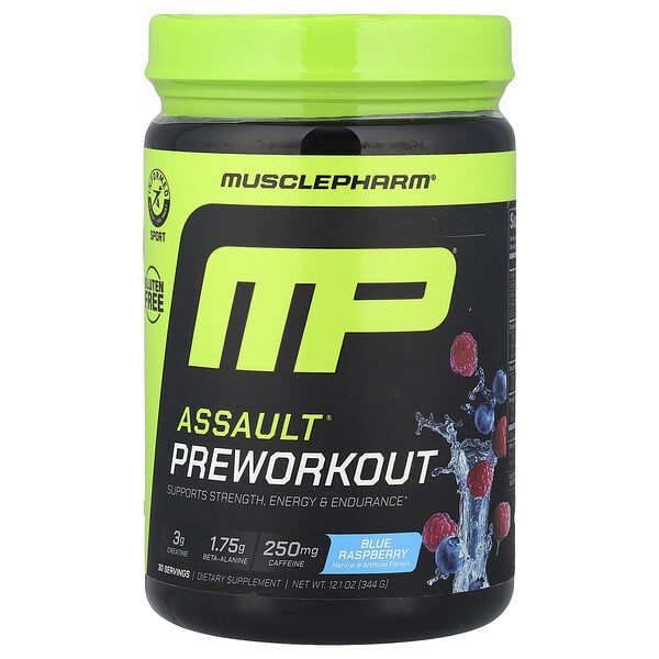 MusclePharm, Assault® Preworkout, Blue Raspberry , 12.1 oz (344 g) 5 MusclePharm, Assault® Preworkout, Blue Raspberry , 12.1 oz (344 g)