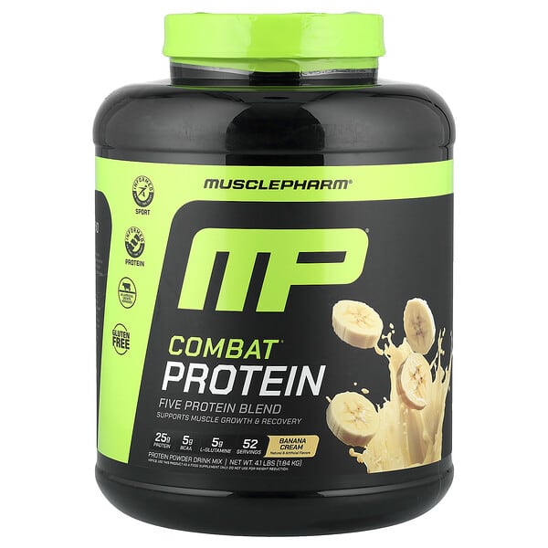 MusclePharm, Combat® Protein Powder, Banana Cream, 4.1 lbs (1.84 kg)