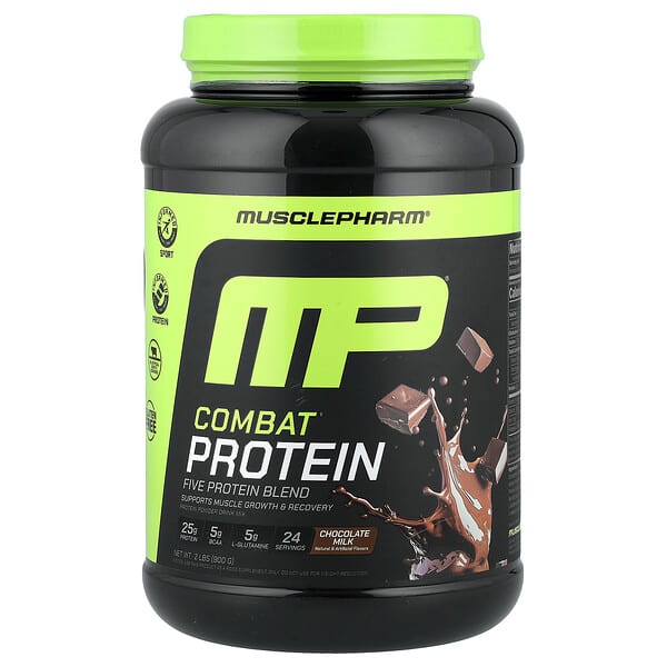 MusclePharm, Combat® Protein Powder, Chocolate Milk, 2 lbs (900 g)