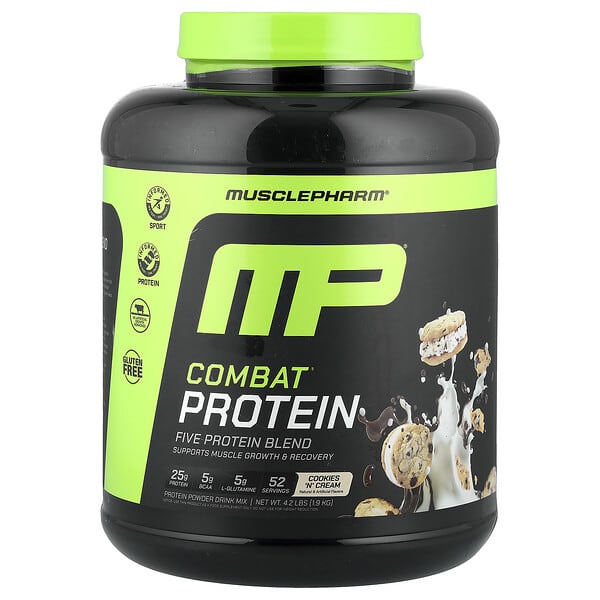MusclePharm, Combat® Protein Powder, Cookies 'N' Cream, 4.2 lbs (1.9 kg)