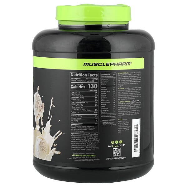 Alternative view of MusclePharm, Combat® Protein Powder, Vanilla Ice Cream, 4.1 lbs (1.84 kg)