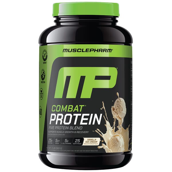 MusclePharm, Combat® Protein, Vanilla Ice Cream, 2 lbs (900 g)