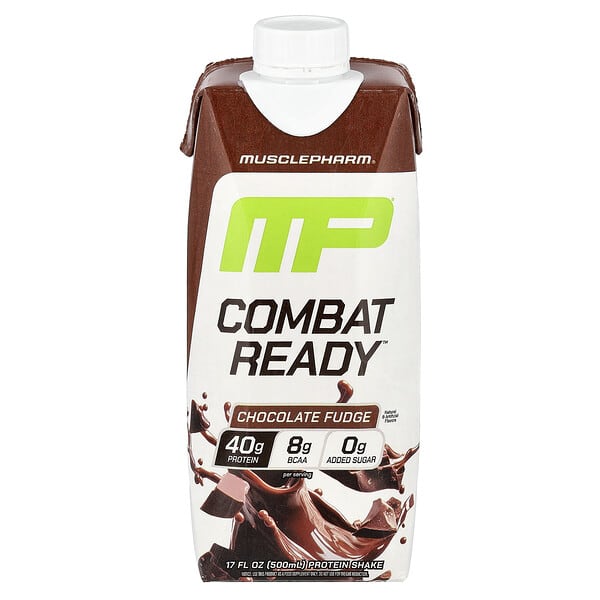 MusclePharm, Combat Ready™ Protein Shake, Chocolate Fudge, 17 fl oz (500 ml)