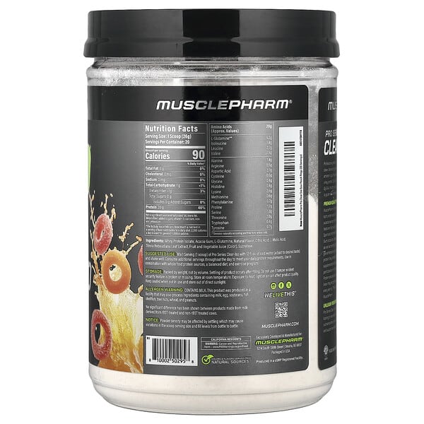 Alternative view of MusclePharm, Pro Series Clear-ISO, Protein Powder Drink Mix, Sour Peach Rings, 1.14 lbs (520 mg)