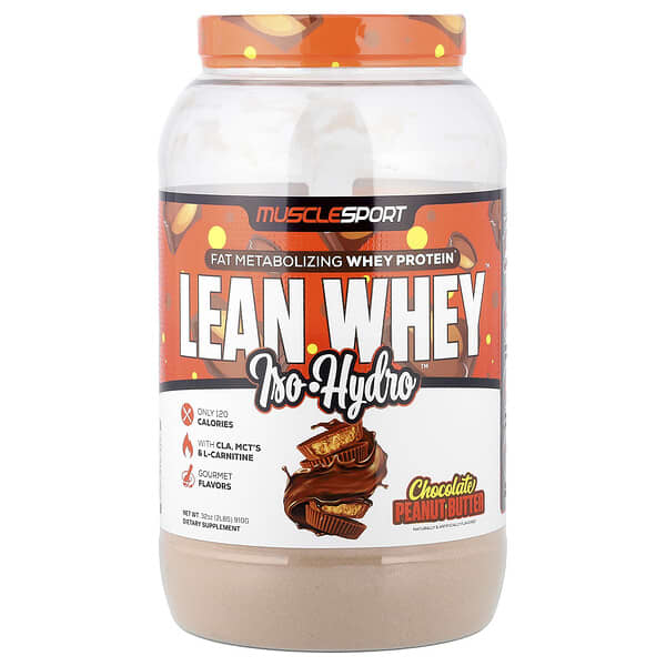 MuscleSport, Lean Whey™, Iso-Hydro, Chocolate Peanut Butter, 2 lbs (910 g)