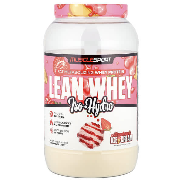 MuscleSport, Lean Whey™, Iso-Hydro™, Strawberry Ice Cream, 2 lbs (910 g)