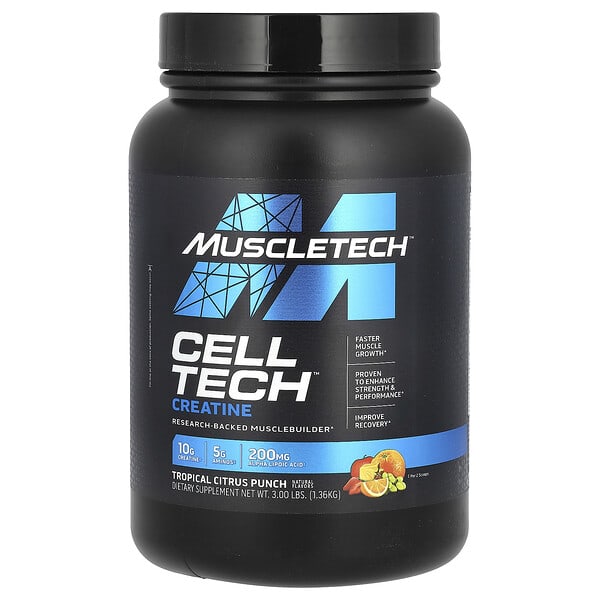 MuscleTech, Cell-Tech™ Creatine, Tropical Citrus Punch, 3 lbs (1.36 kg)