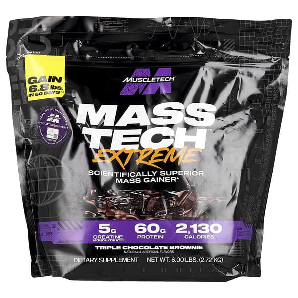 MuscleTech, Mass-Tech™ Extreme, Triple Chocolate Brownie, 6 lbs (2.72 kg)