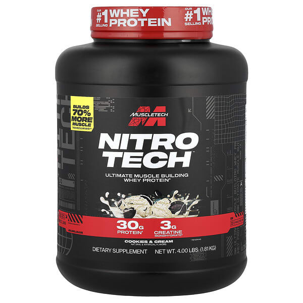 MuscleTech, Nitro-Tech™ Whey Protein, Cookies & Cream, 4 lbs (1.81 kg)