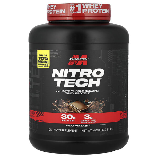 MuscleTech, Nitro-Tech™ Whey Protein, Milk Chocolate, 4 lbs (1.81 kg)