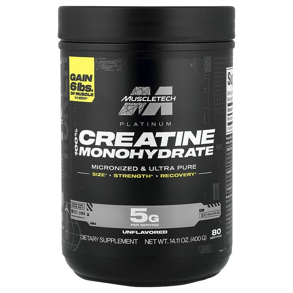 MuscleTech, Platinum 100% Creatine Monohydrate, Unflavored, 14.11 oz (400 g)