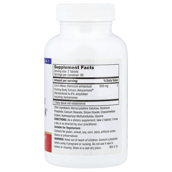 Alternative view of Mushroom Wisdom, Lion's Mane Amyloban®, 180 Vegetarian Tablets