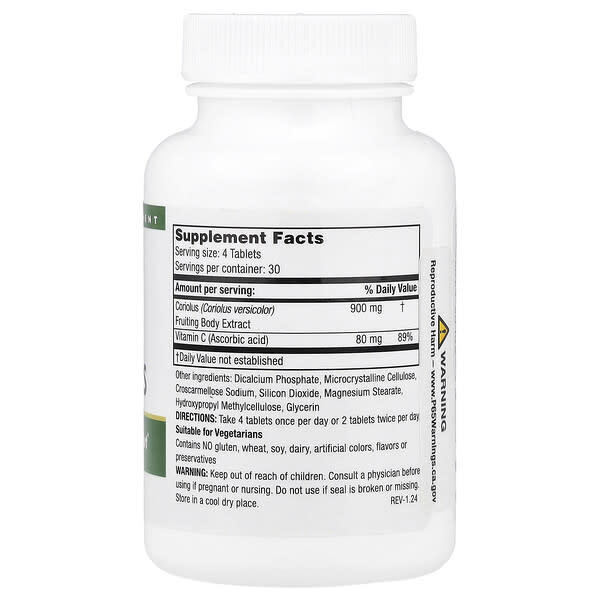 Alternative view of Mushroom Wisdom, Super Coriolus, 120 Vegetarian Tablets