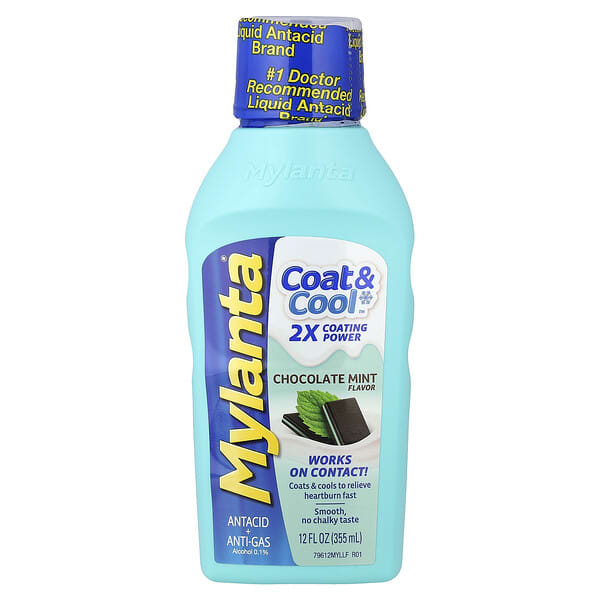 Mylanta, Coat & Cool™ Antacid + Anti-Gas, Chocolate Mint, 12 fl oz (355 ml)