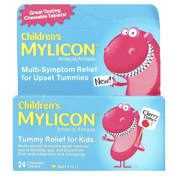 Children's Mylicon, Tummy Relief for Kids, Ages 2-11, Cherry, 24 Chewable Tablets