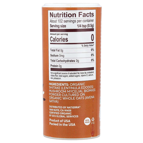 Alternative view of Natierra, Organic Shiitake Mushroom Powder, 1.8 oz (51 g)