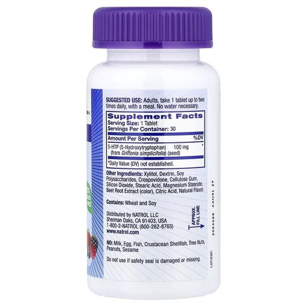 Alternative view of Natrol, 5-HTP, Fast Dissolve, Mixed Berry, 100 mg, 30 Tablets