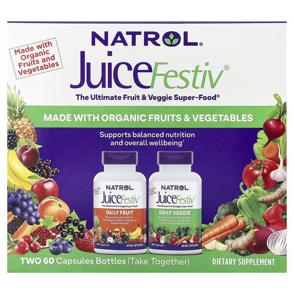 Natrol, JuiceFestiv®, 2 Bottles, 60 Capsules Each