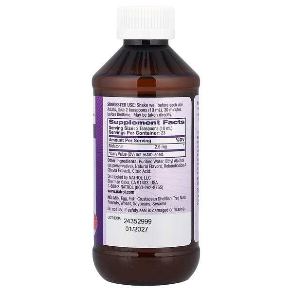 Alternative view of Natrol, Liquid Melatonin, Berry, 2.5 mg, 8 fl oz (237 ml)