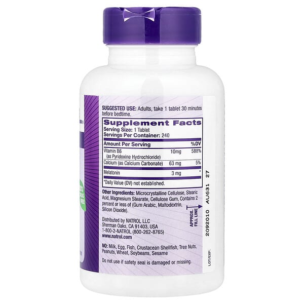 Alternative view of Natrol, Melatonin, 3 mg, 240 Tablets