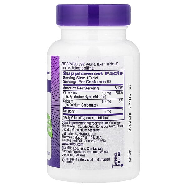 Alternative view of Natrol, Melatonin, 5 mg, 60 Tablets