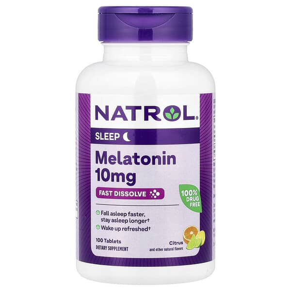 Natrol, Melatonin, Fast Dissolve, Citrus, 10 mg, 100 Tablets
