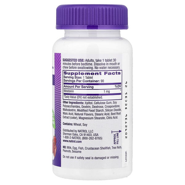 Alternative view of Natrol, Melatonin, Fast Dissolve, Strawberry, 1 mg, 90 Tablets