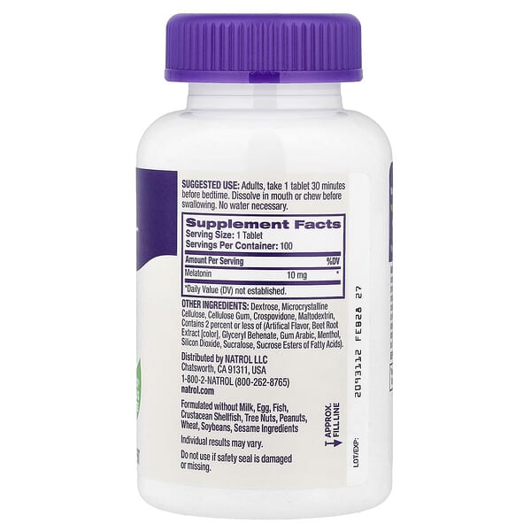 Alternative view of Natrol, Melatonin, Fast Dissolve, Strawberry, 10 mg, 100 Tablets