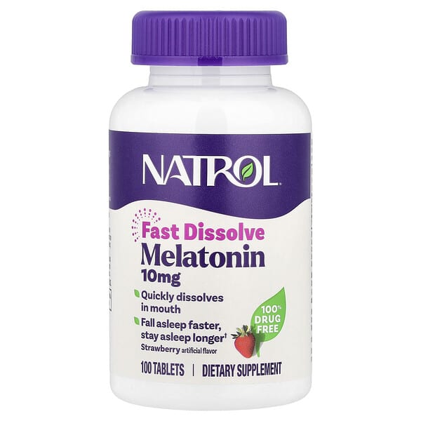 Natrol, Melatonin, Fast Dissolve, Strawberry, 10 mg, 100 Tablets